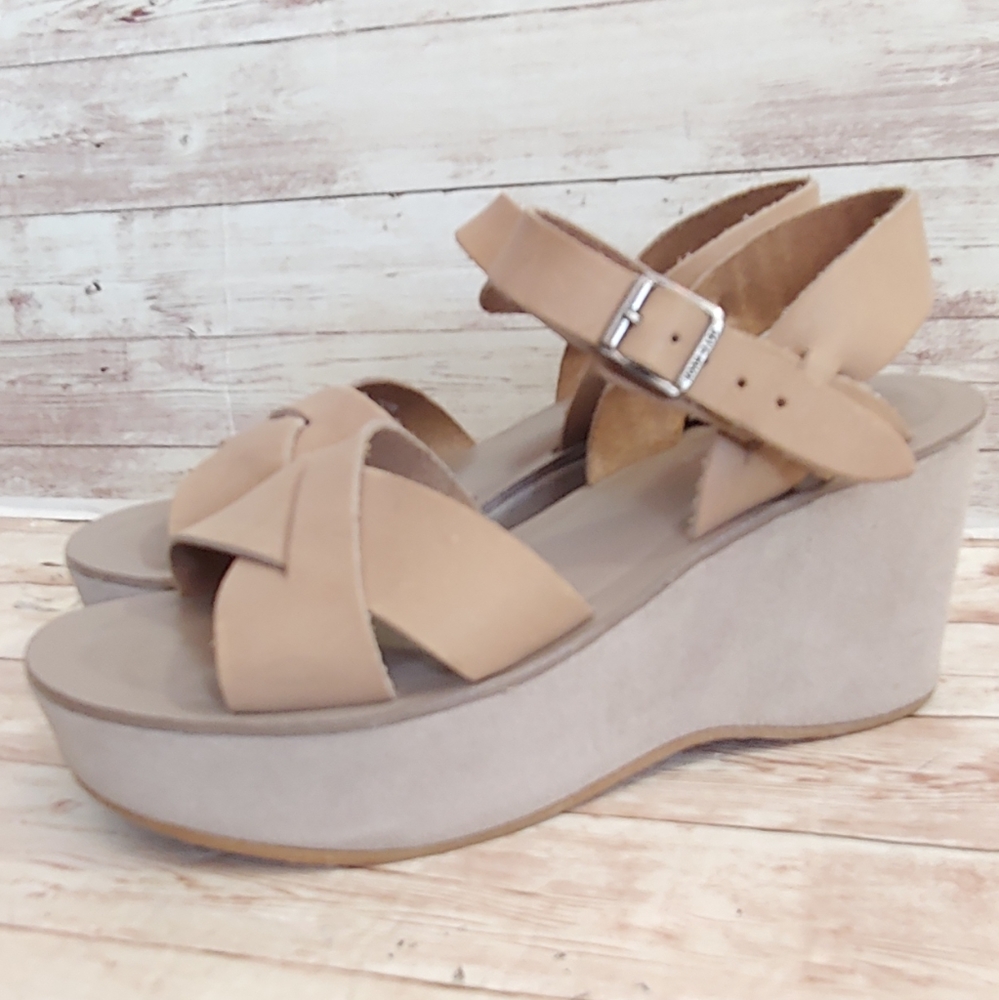 Kork-ease tan leather platform sandals